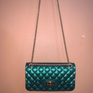 Quilted Emerald Metallic Crossbody & Handbag.